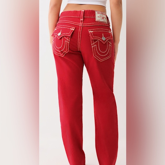 True Religion HALLE MID RISE SUPER SKINNY JEAN in RED LENOX AVE WASH - Picture 4 of 10
